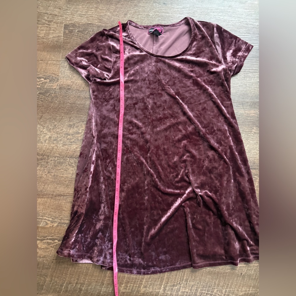 Vintage Y2K crushed velvet swing dress mauve 90s grunge fairy whimsygoth M EUC - Picture 13 of 16